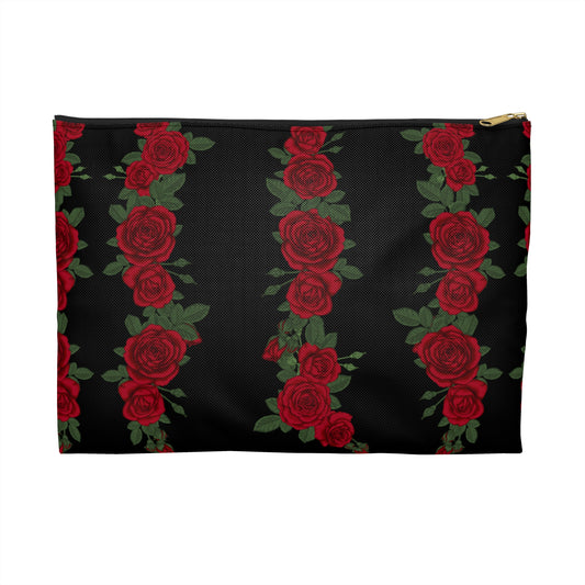 Elegant Rose Striped Accessory Pouch - Perfect for Gifts or Daily Use